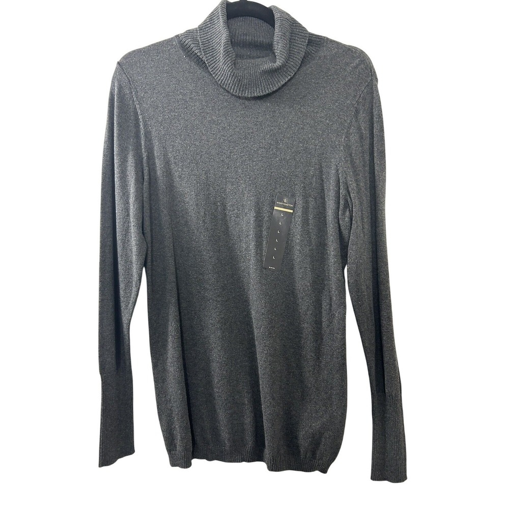 Worthington Womens Charcoal Heather Turtleneck Sweater Long Sleeve NWT Large